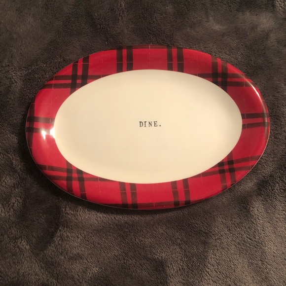 Rae Dunn Other - Rae Dunn Buffalo Plaid Oval Plate Dine